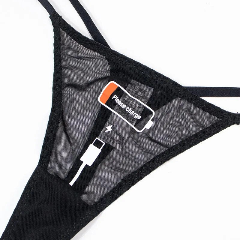 Varsbaby Charger Printed Sexy Underwear Women Mesh Ultra-thin Thong
